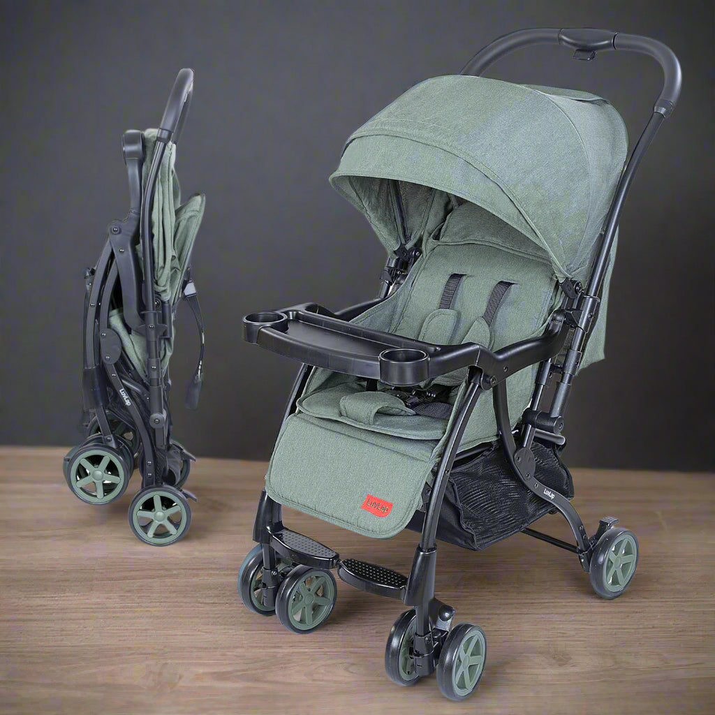 LuvLap Sunshine Plus black and gold baby stroller, compact and foldable.
www.usmile.toys